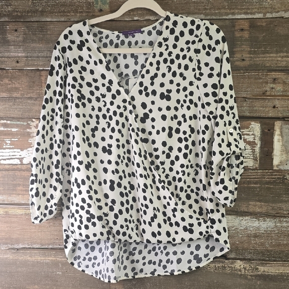 West Kei Black and White Spotted Blouse, Size M - Picture 1 of 4